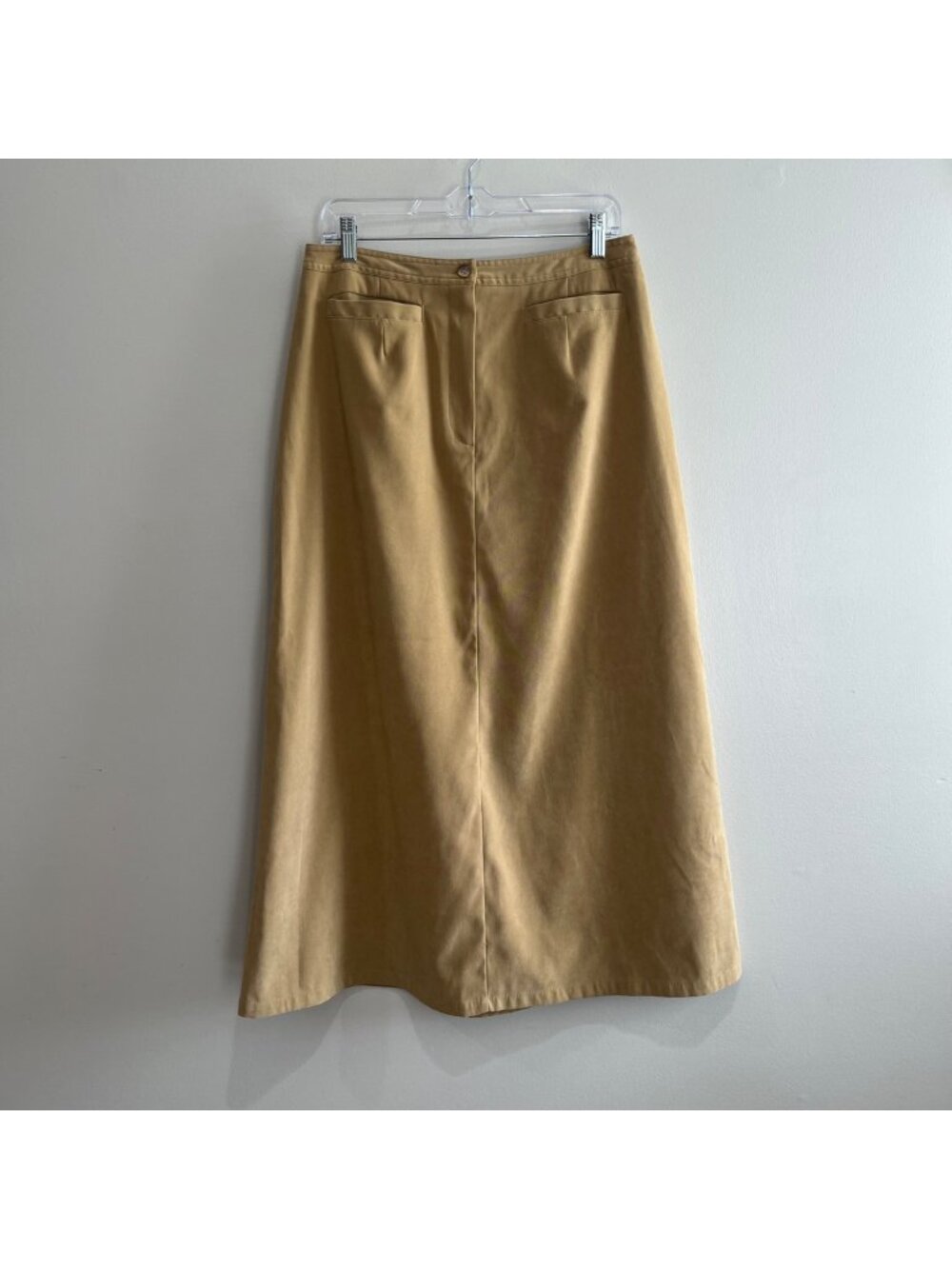 Liz Claiborne Villager A-Line Midi Skirt Womens 12 Tan Suede Look
